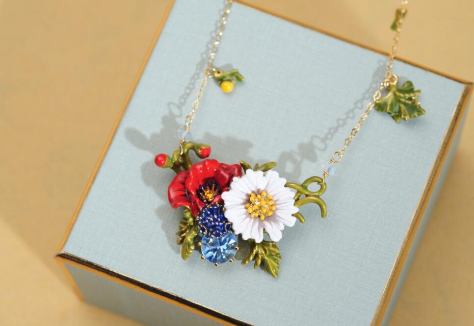 CSxjd Luxury women's jewelry Enamel Glaze flower necklace