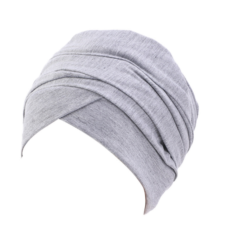 Novo feminino cor sólida algodão magia turbante hijab cabeça envoltório extra longo tubo indiano headwrap lenço gravata perda de cabelo headwrap islâmico: CINZA