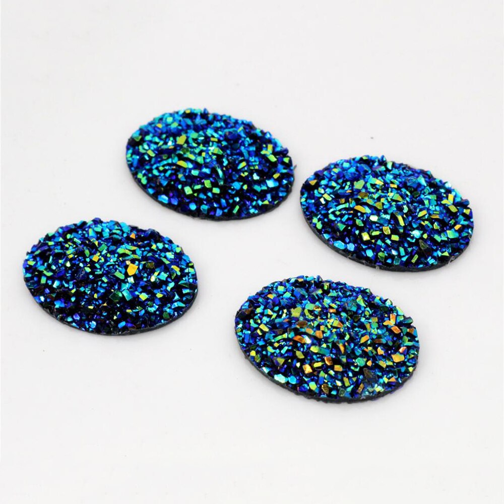 Di nuovo Modo 10pcs 18x25mm Colori Misti minerale Naturale di Stile Piatto Cabochon Resina Della parte posteriore Per Il Braccialetto Orecchini accessori