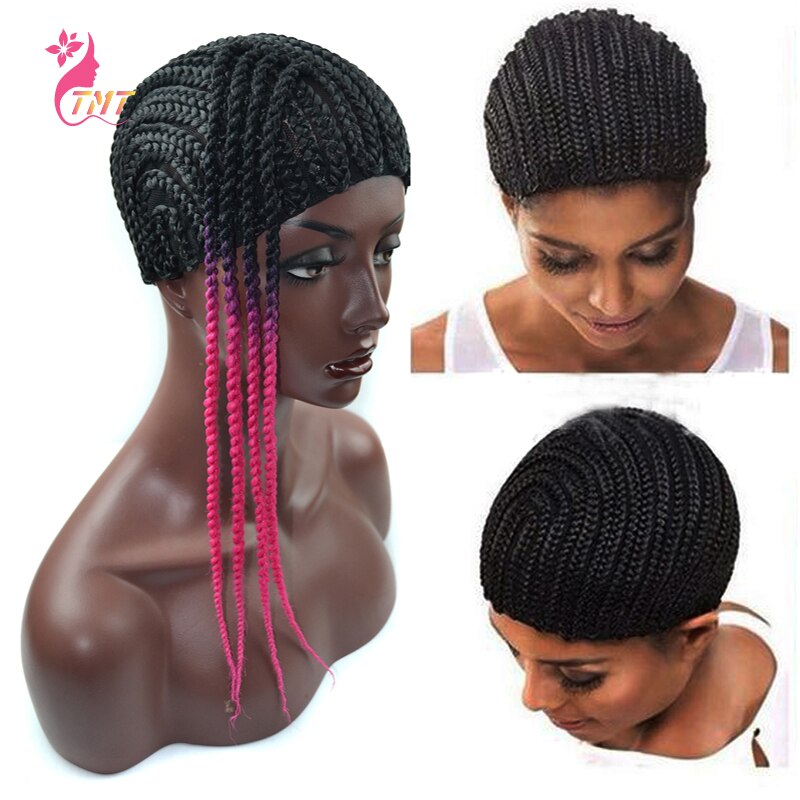 Synthetic Black Super Elastic Cornrow Cap For Weave Crochet Braids Hair For Making Glueless Hair Braided Wig Cap Net Line Net