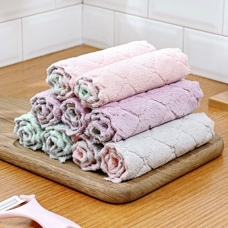 10/20Pcs Microfiber Keuken Handdoek Double Side Absorberende Vaatdoek Keuken Vod Huishoudelijke Servies Schoonmaken Vegen Gereedschap