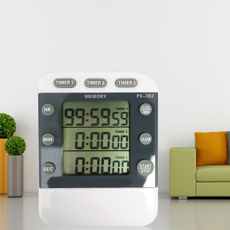 99 Hours 12/24 hour Memory Timer Countdown Reminder 3 Channel Sports Kitchen Timer Count down Timer 3 Groups Timer