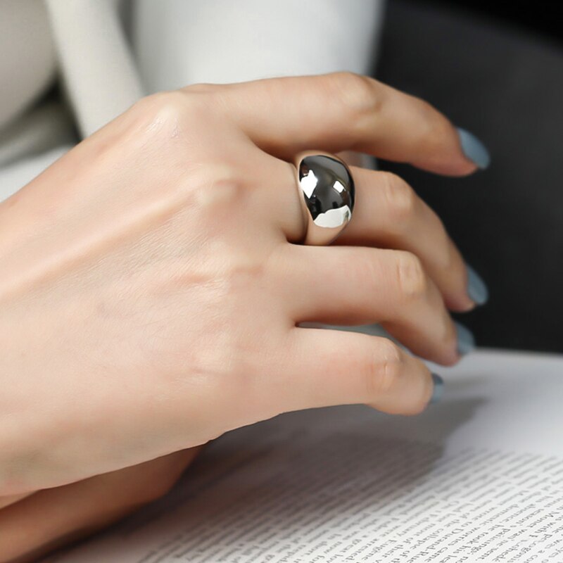 Anenjery 925 Sterling Zilveren Heldere Geometrische Ring Voor Vrouwen Elegantie Eenvoud Open Ring Sieraden S-R1034: Silver Color