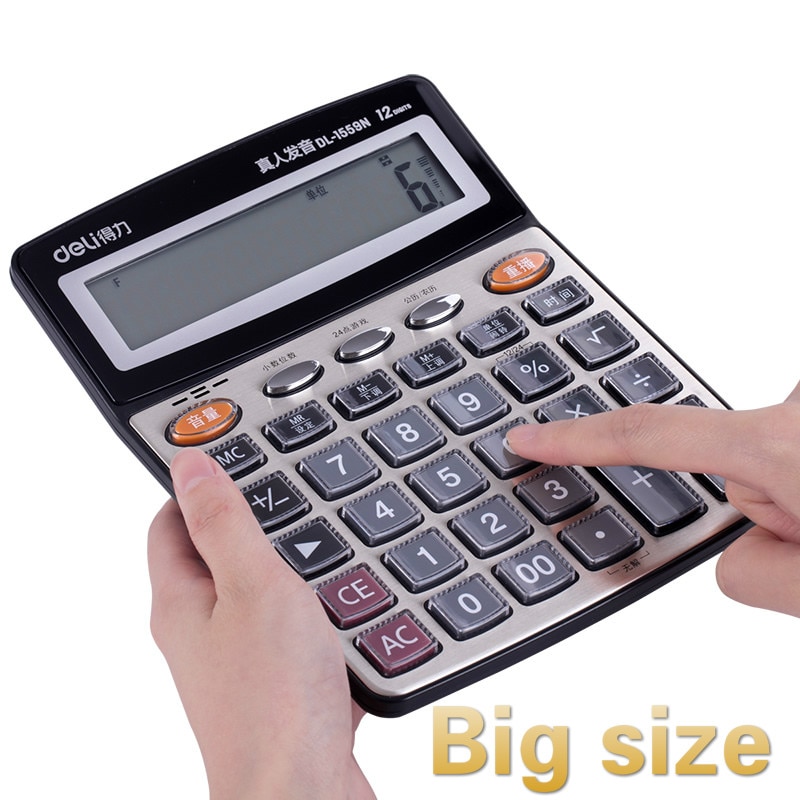 Large Office Financial Calculator Human voice office crystal big button Screen Calculator Finance calculadoras small calculator