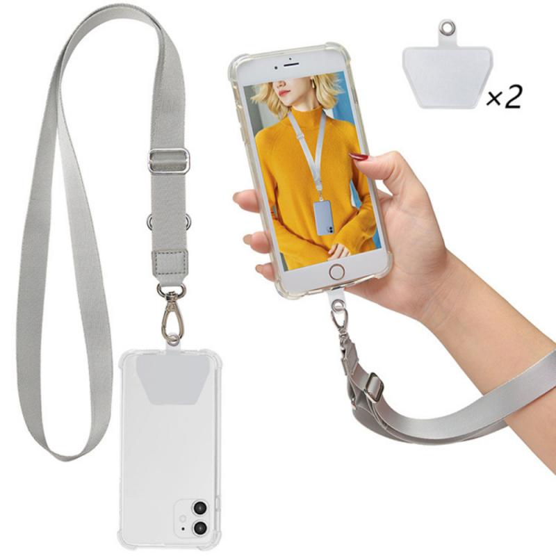 Telefoon Lanyard Verstelbare Afneembare Touw Voor Mobiele Case Universele Gsm Adapter Nekkoord Compatibel Hanger Met Lijm: 05gray