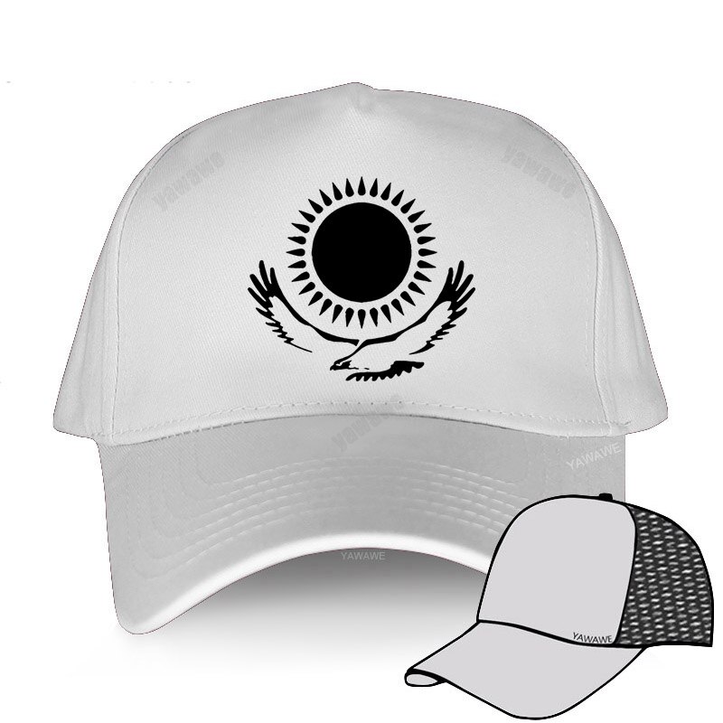 Kazakhstan women cool baseball caps country nations Kazakh flag Kazakhstani KAZ Qazaqstan print men hats Adjustable: white mesh