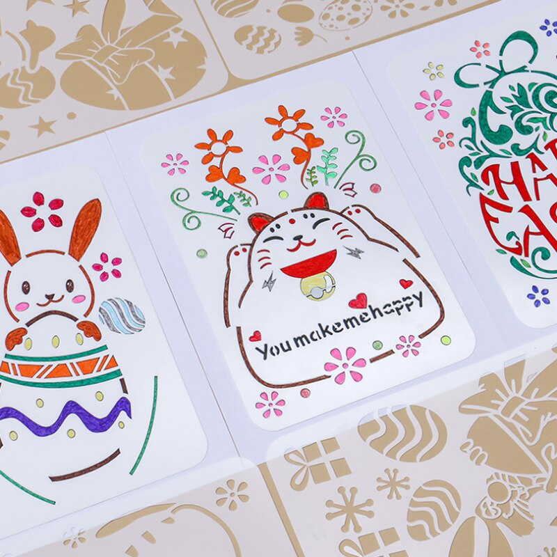 Pochoir de lapin de pâques Kawaii, décor de bricolage mural, modèle de peinture, impression à jet d&#39;encre, Scrapbooking, coloration, gaufrage, réutilisable