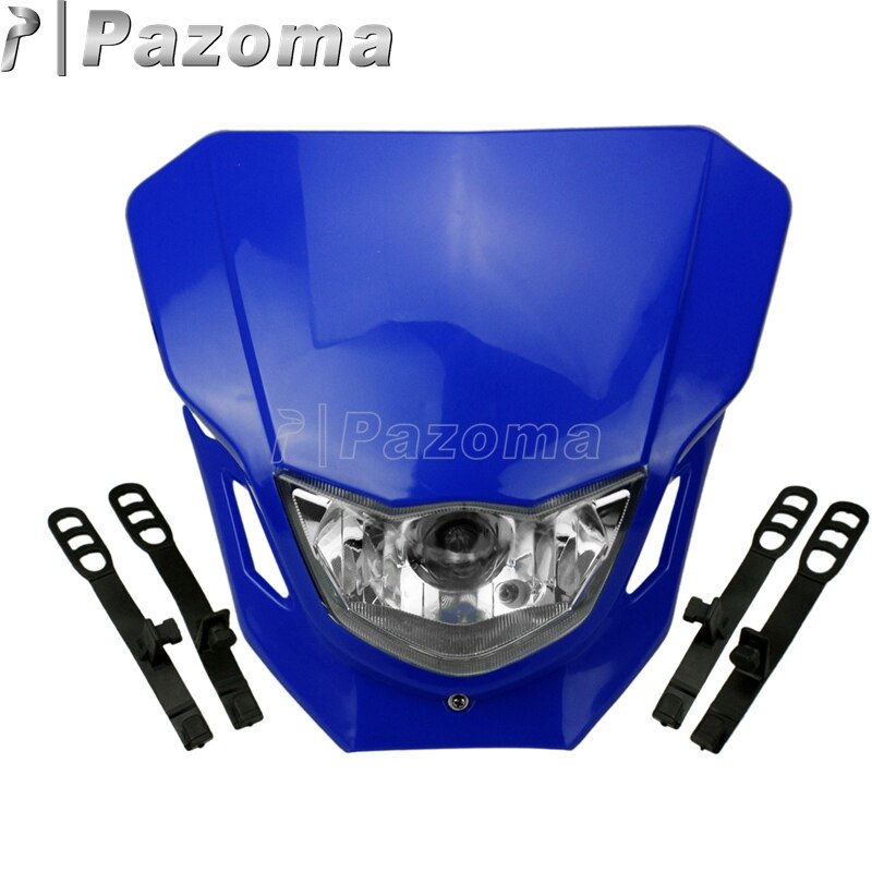 Pazoma – phare universel blanc pour motos, pour Honda CRF XR Yamaha WR YZ Suzuki DR DMZ Kawasaki KLX KX 250 450, 12V: Bleu