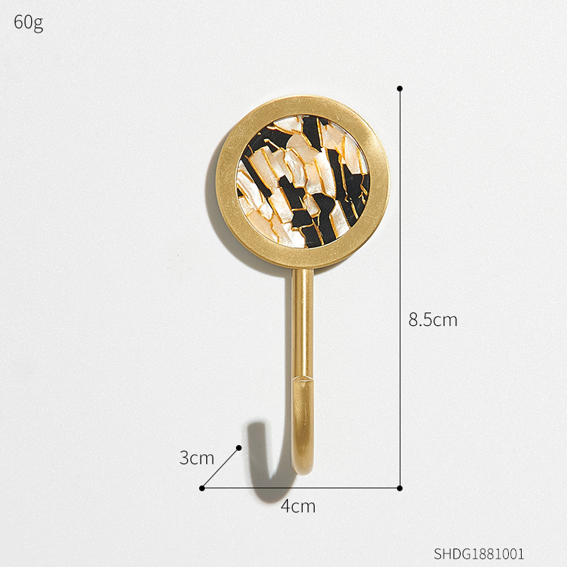 Nordic Home Decoration Accessories Brass Round Hook Living Room Wall Decoration Adhesive Hangers Key Hook Wall Hanger: A