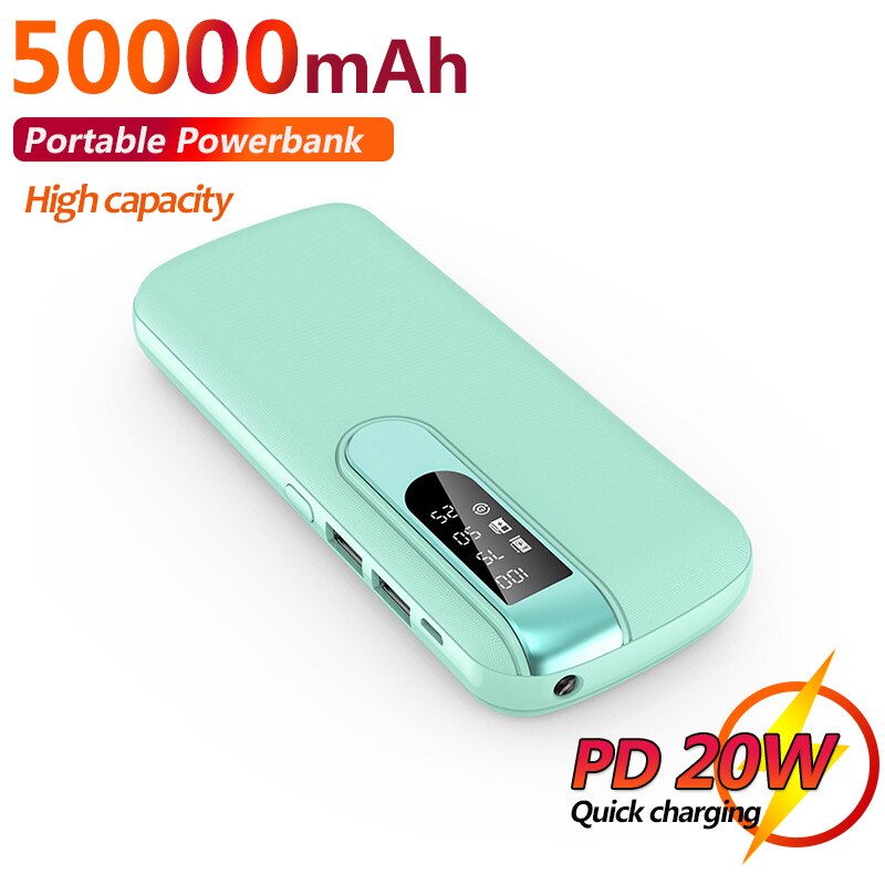 50000mah potenza Banca caricabatterie portatile ad alta capacità Schermo digitale batteria esterna 2USB ricarica rapida per Xiaomi Samsung IPhone