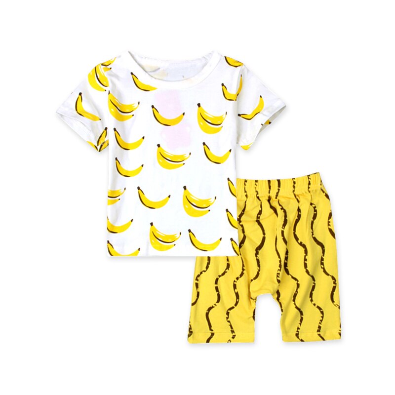 Drenge pyjamas tøjsæt bomuld børnetøj sommer børn pyjamas sæt til drenge sport dragter banan t-shirts+shorts mærke