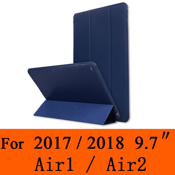 Rovtop Case Cover For iPad 9.7 Air 2 Air 1 Pro 10.5 Case Silicone Soft Leather Smart Case Cover for Generation Funda: Dark Blue 9.7inch