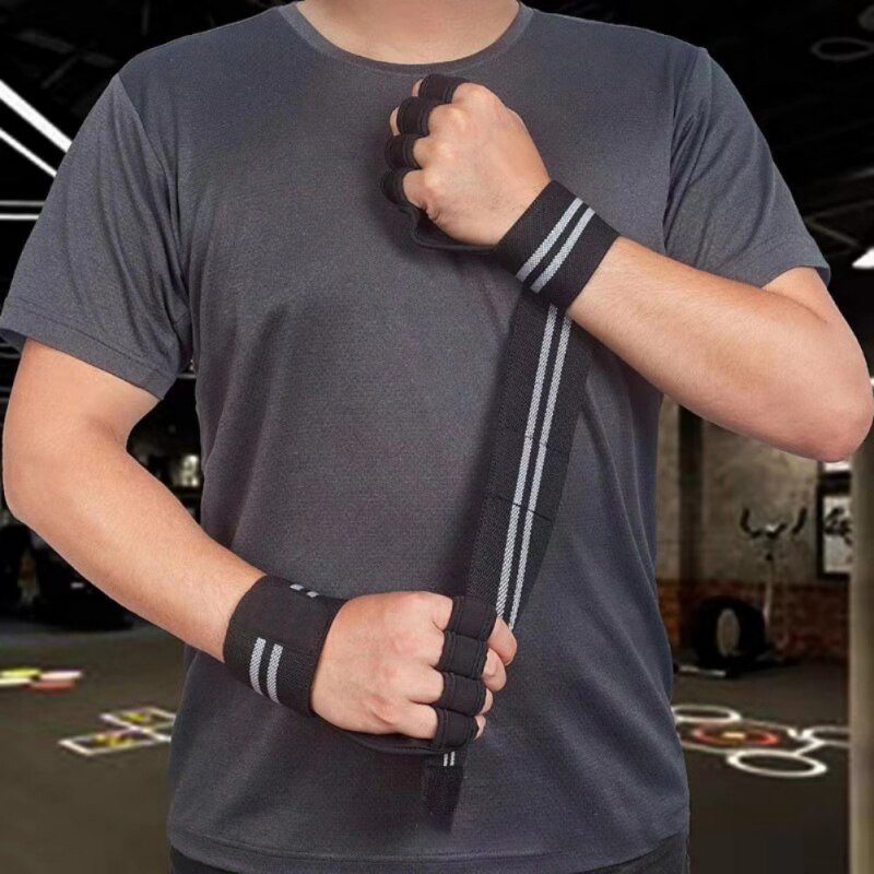 Fitnesshandschoenen, handpalmbeschermer met polsbanden, trainingshandschoenen voor gewichtheffen, haltergrepen, pads voor fitnessapparatuur