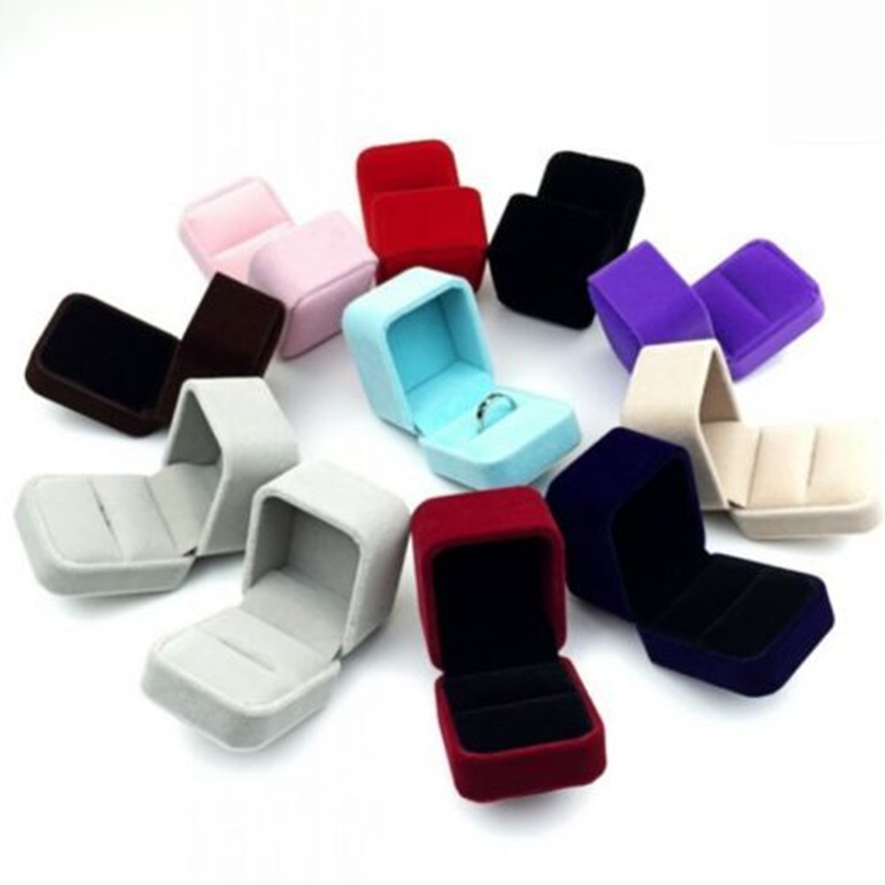 Joyero de terciopelo octogonal, caja de anillo y pendientes, caja de anillo de boda, estuche de exhibición de joyería, organizador, almacenamiento, caja de embalaje de