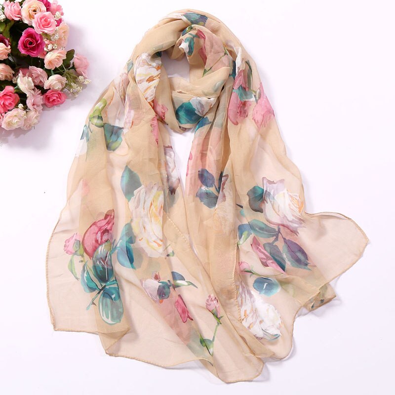 Madam Pretty Scarf Sunscreen Shawl Individuality Lotus Flower Georgette Thin Scarves: 8
