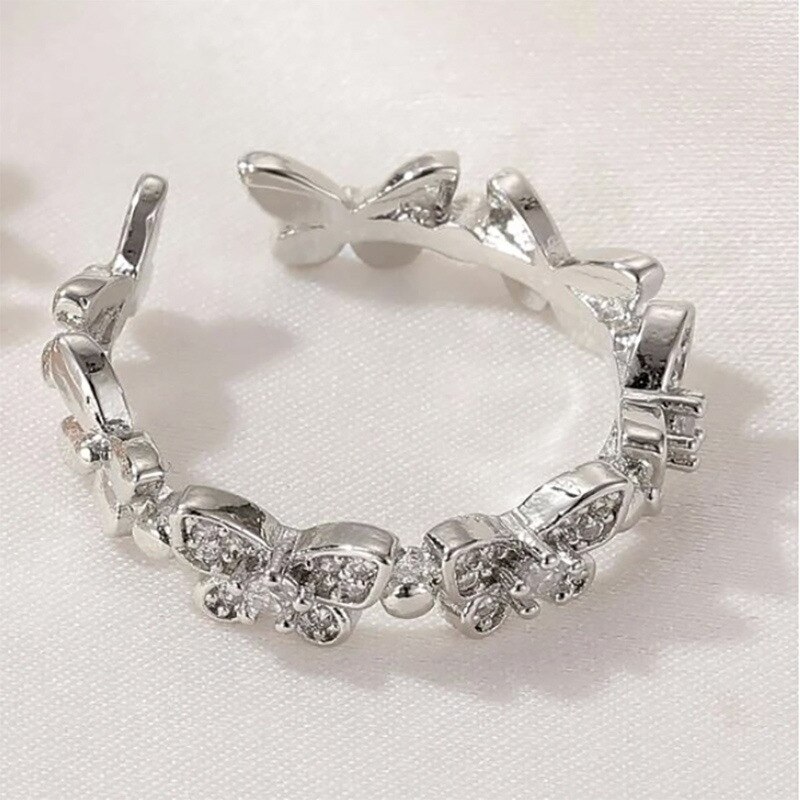 Charm Zilver Kleur Dansen Moving Vlinder Ringen Minimalistische Zoete Romantische Dames Meisjes Ringen Bruiloft Frankrijk Sieraden