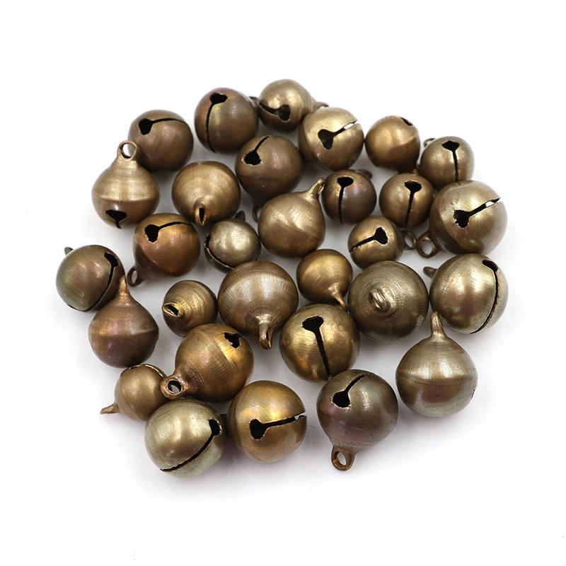 10pcs/lot DIY Crafts 10/12/14mm Bronze Metal Jingle Bells Loose Festival Party Decoration Christmas Tree Decorations Accessories