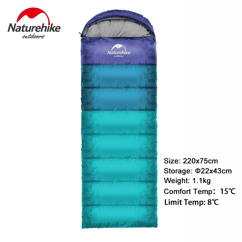 Naturehike udendørs camping voksen sovepose vandtæt holde varm tre sæson forår sommer sovepose til camping rejser: Blå 1100g
