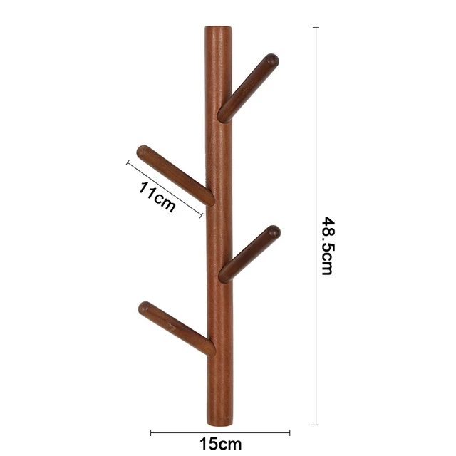 4 Haken Houten Kapstok Verticaal Creatieve Kleding Opberghaak Hangende Hanger Home Decor Hanger Haken Kapstok Rekken: Bruin