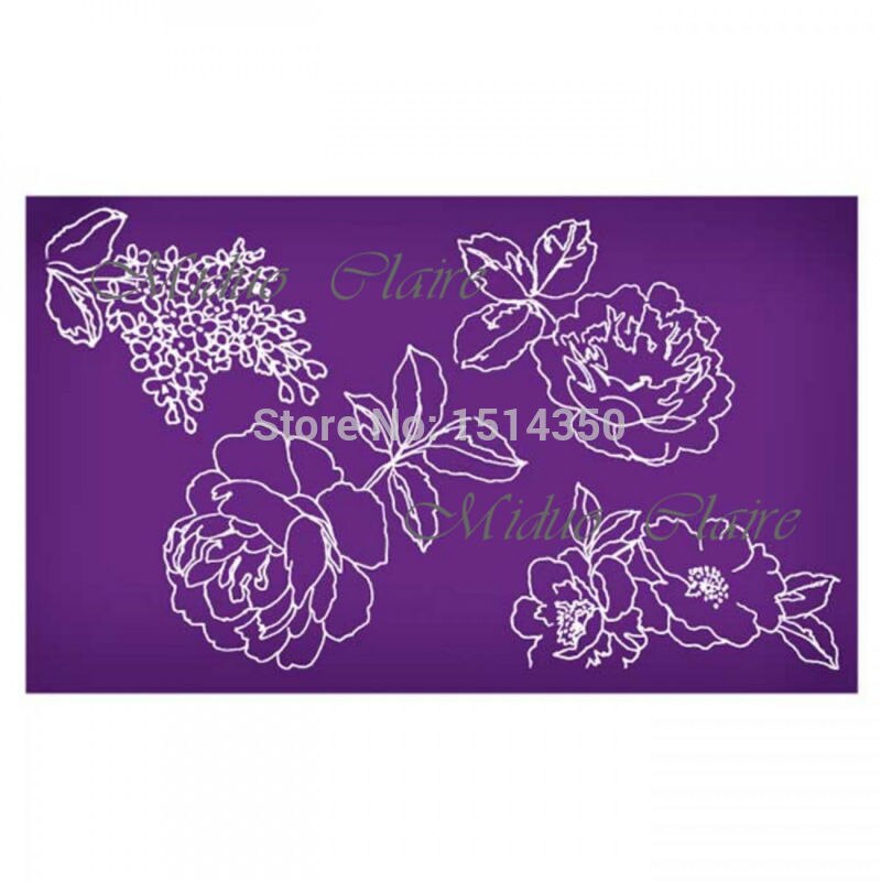 Classic Rose Outline Stencil Fondant Cake and Chocolate Painting Molds