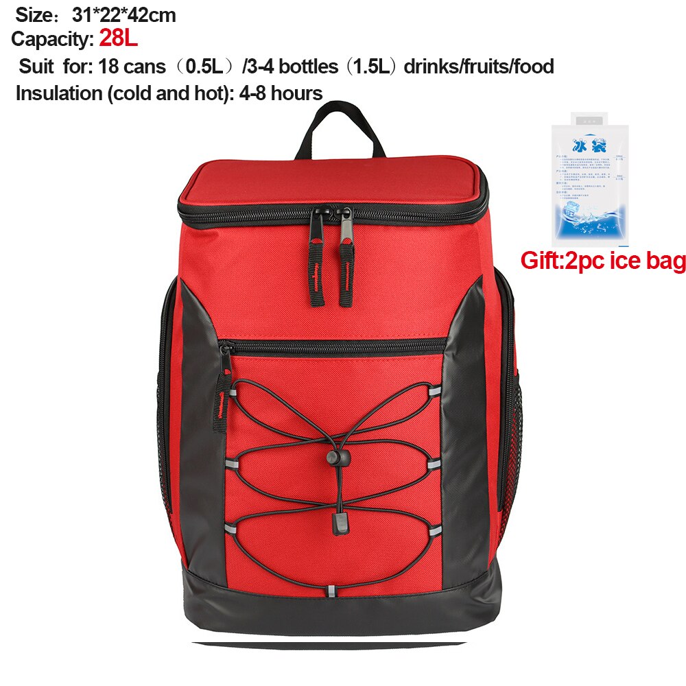 Thermal Backpack Waterproof Thickened Cooler Bag Box Large Insulated Bag Picnic Cooler Backpack Refrigerator Bag 8L/23L/28L: 225 red