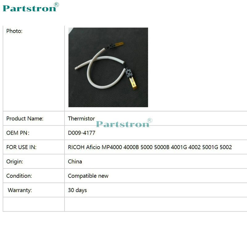 D009-4177 termistor Para uso em RICOH Aficio MP4000 4000B 5000 5000B 4001G 4002 5001G 5002