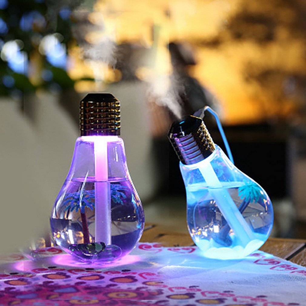 Bulb Humidifier 400ml USB Air Humidifier Colorful LED Night Lamp Essential Oil Diffuser for Home Office
