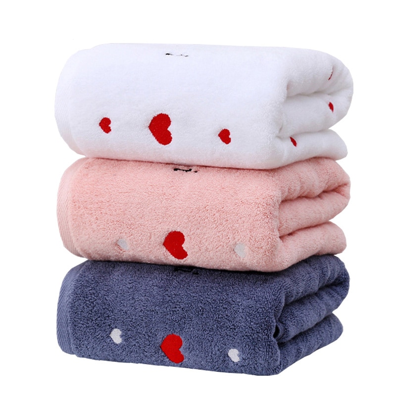 Serviette de bain visage brodé en coton épais pour amoureux/Couples serviettes de bain absorbantes de pour adultes serviette 500gsm