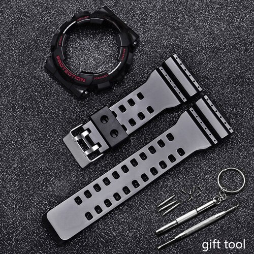 Vervangende band voor casio g-shock ga  gd 110 120 rubberen hars horlogeband glanzend mat heren waterdichte sportarmband: Zwart rode glans