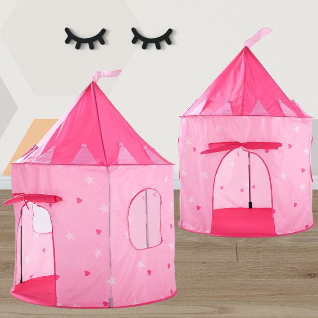 135CM Kids Play Tent Ball Pool Tent Boy Girl Princess Castle Portable Indoor Outdoor Baby Play Tents House Hut for Kids Toys: Pink Star