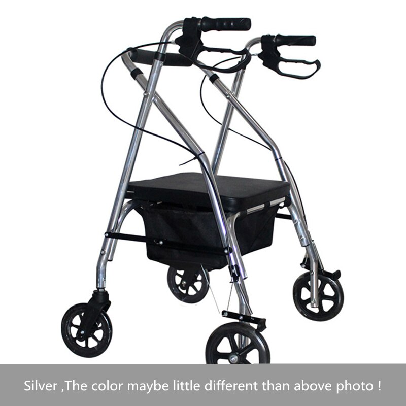 JayCreer Super Light Rollator Lightweight Aluminum Loop Brake Folding Walker Adult W/height Adjustable Seat By Legs And Arms: Silver