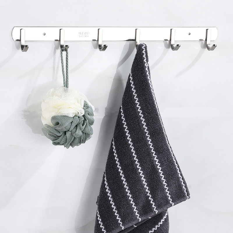 Bathroom Hooks Stainless Steel Hooks Towel Hat Hook Door Hanger Wall Mounted Clothes Coat Hook Round Robe Hook 1-7Hooks E11768