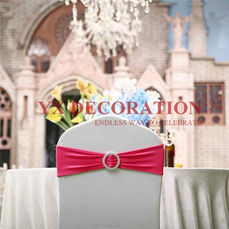 Ceinture de chaise en Lycra | Bande Spandex bon marché, adaptée à la housse de chaise, décoration de Banquet et de mariage: fuchsia