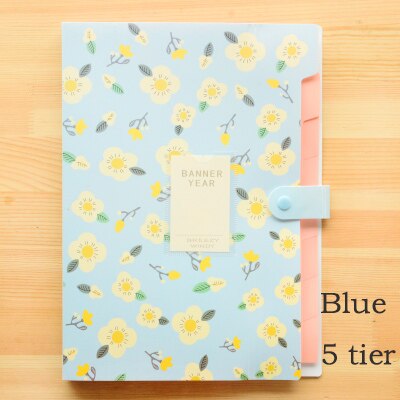 1pc Brand Waterproof Book A4 Paper File Folder Bag Accordion Style Document Rectangle Office Home School Color Random: Blue 5 tier