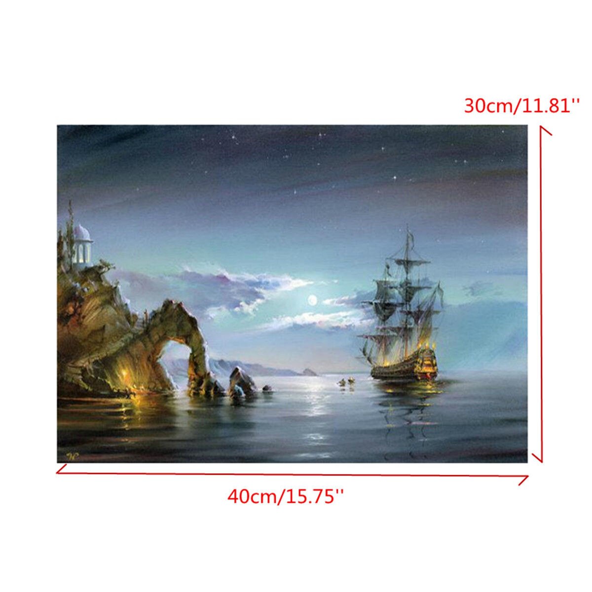 DIY 40*30cm Sea Sailing DIY Digital Oil Painting Paint By Number Kit Linen Canvas
