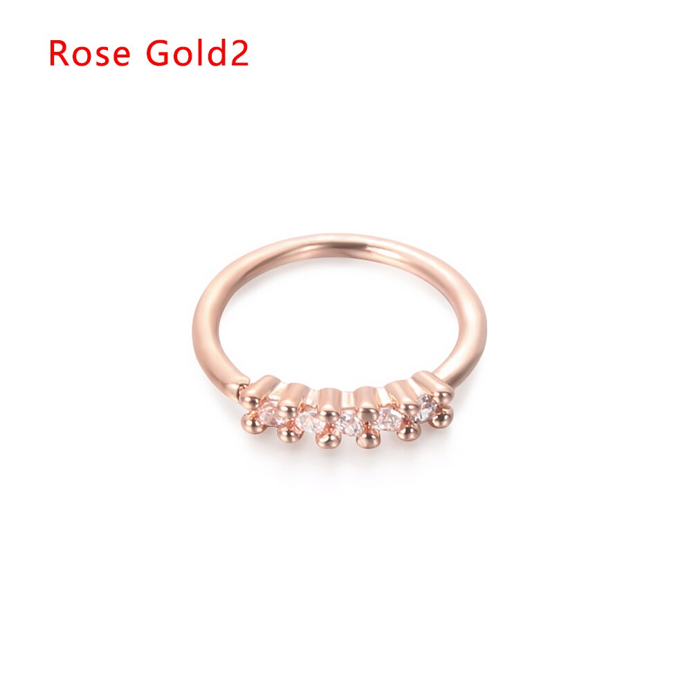 1PC couleur argent et or 20g x 8mm Piercing nez bijoux Cz nez cerceau narine anneau fleur Helix Cartilage Tragus boucle d'oreille: Rose Gold-2