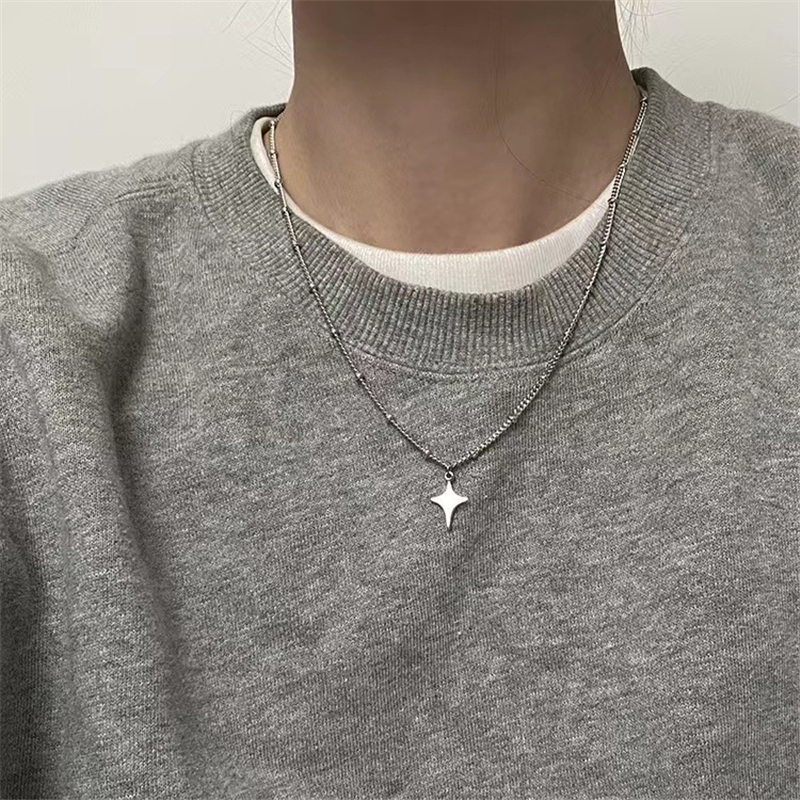 Kpop Goth – collier chaîne avec pendentif étoile couleur argent pour femmes et hommes, Egirl Y2K Cool EMO Punk, bijoux esthétiques Grunge,