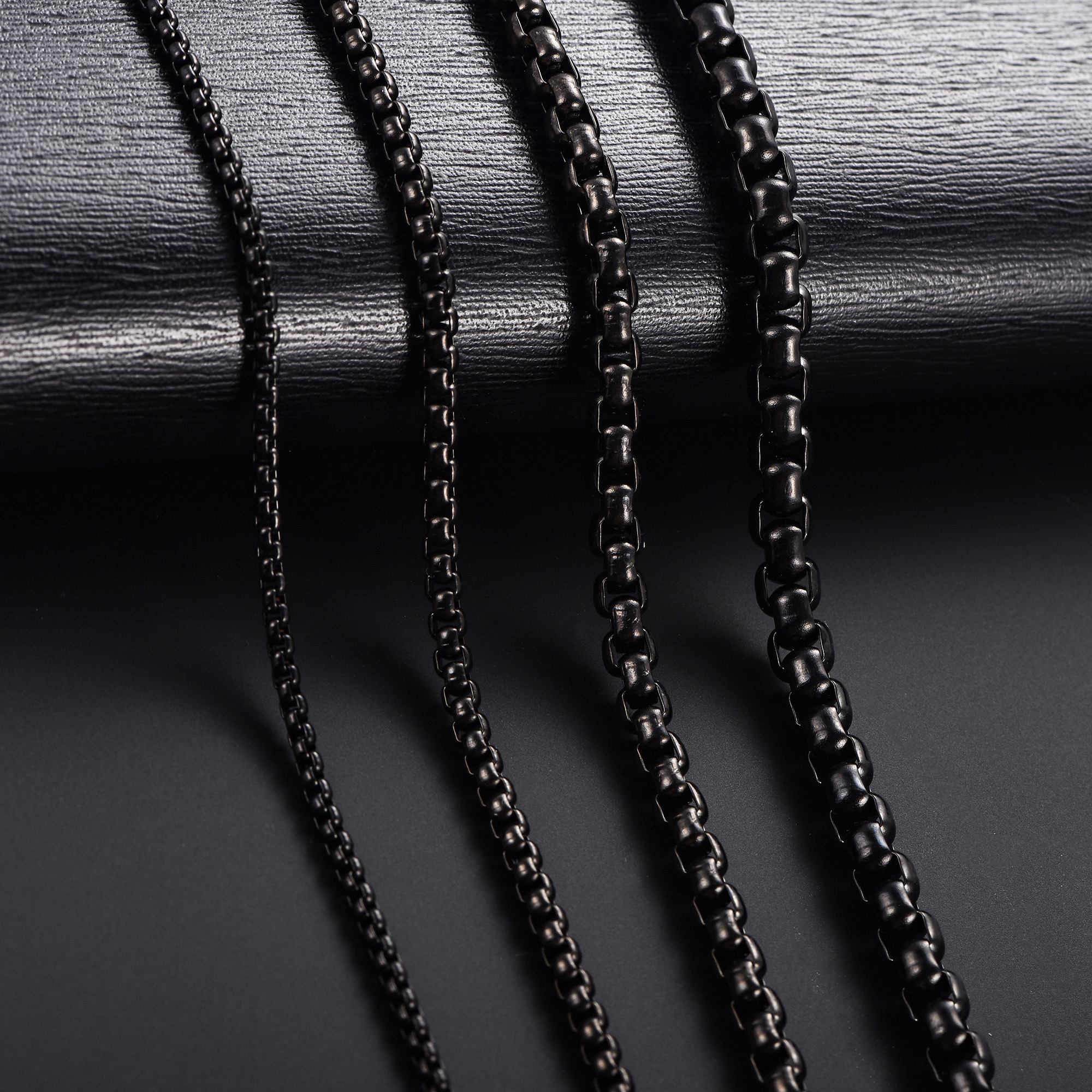 Boxchain Halskette Herren Damen - 2/3/4/5mm Breite - Edelstahl - Schwarz - Klassisch