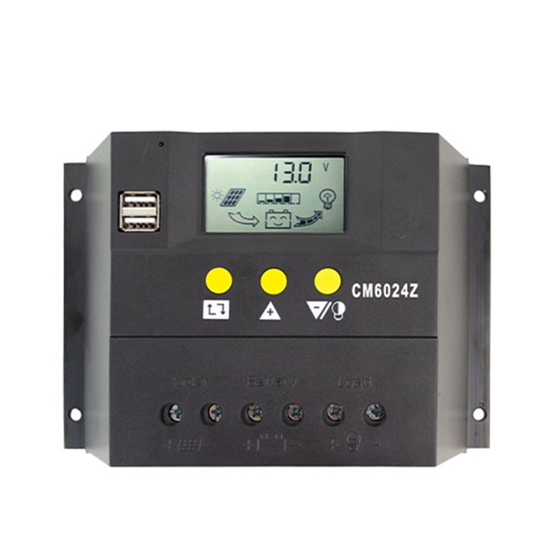 50A 60A Solar Charge Controller 12V 24V for PWM with Auto LCD Battery Charge Panel PV System Solar Controller