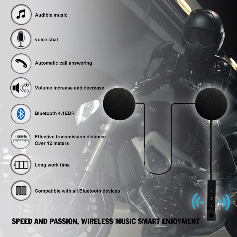 Motorcycle Helmet Headset Bluetooth Riding Headphone Anti-interference Hands Free Wireless USB Charging Headphones
