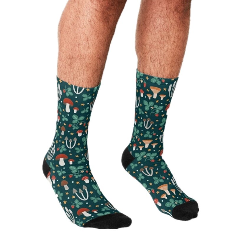 Grappige Mannen Sokken Maan Glow Night Strand Gedrukt Hip Hop Mannen Gelukkig Sokken Leuke Jongens Street Style Crazy sokken Voor Mannen: W84