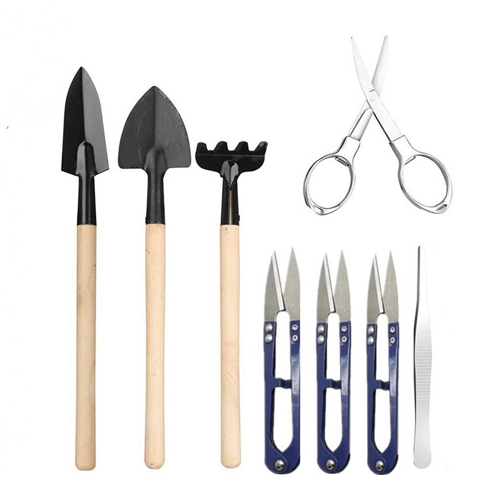 Garden Planting Tool Set for Succulents Miniature Cactus Bonsai Weeding Digging Planting Gardening Hand Tools Mini Rake Shovel: Default Title