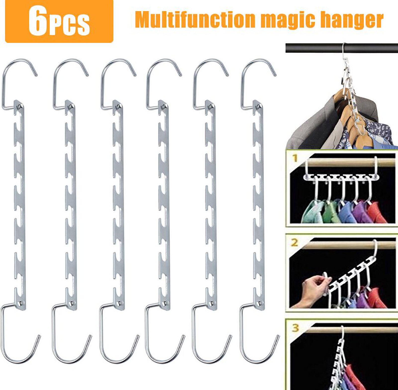 Clothes Hangers Organizer Multi Function Metal Space Saving Closet Magic Hanger Rack