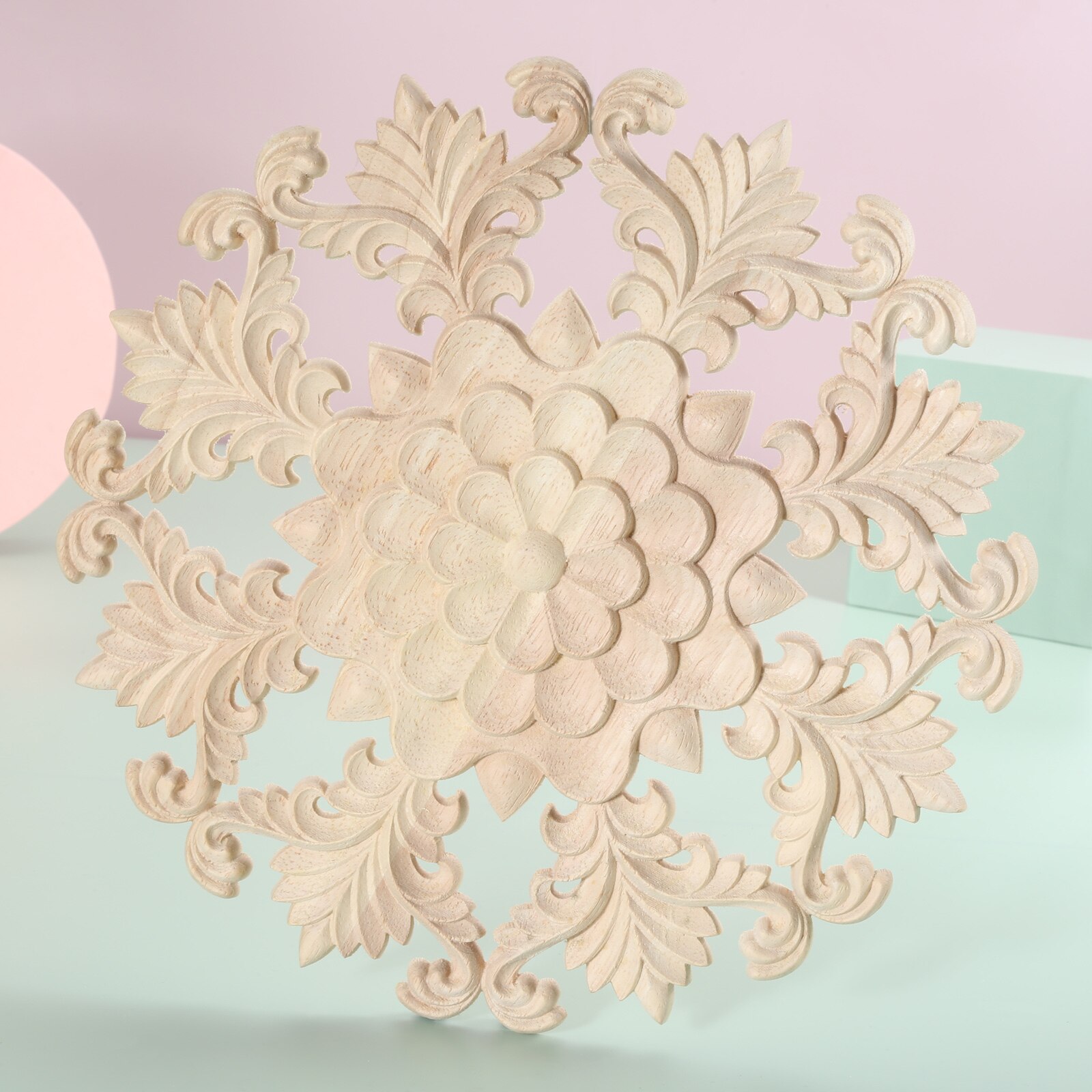 Retro wood decals round carved wood decorations wooden decals wood carvings wall art supplies home decorations home wardrobe