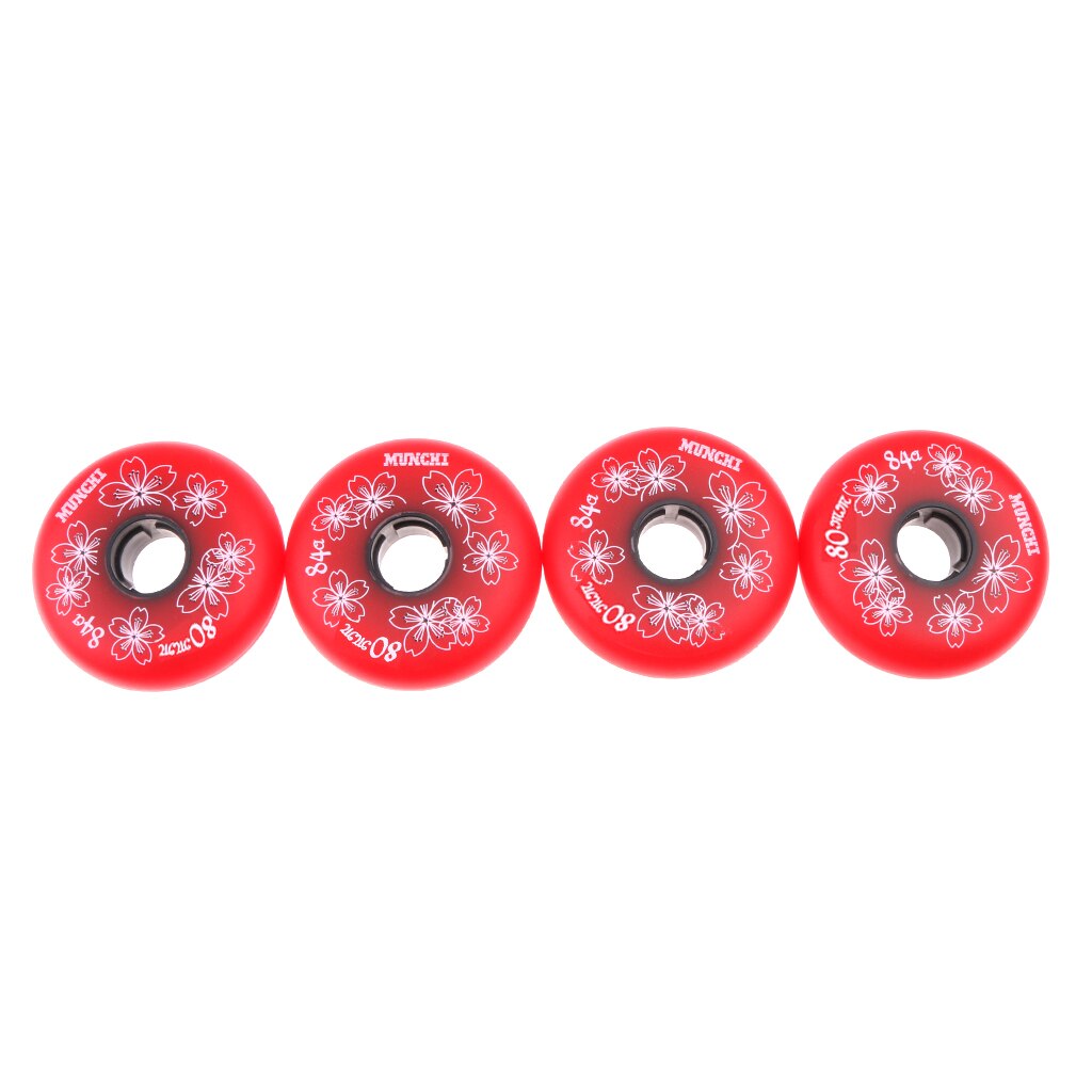 4 Pieces Inline Roller Hockey Fitness Skate Wheels Spare Wheel 84A Spare Wheels: Red 80mm