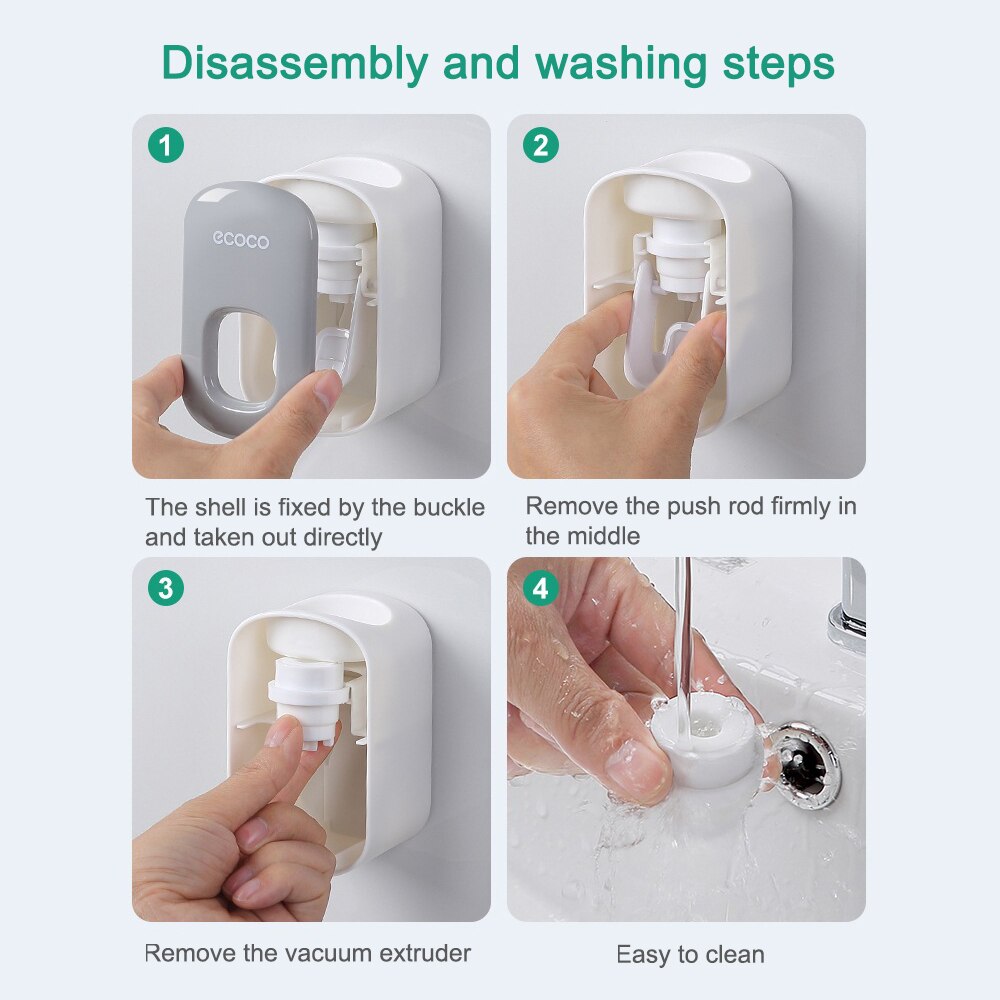 Automatic Toothpaste Dispenser Wall Mount Toothbrush Holder Bathroom Accessories Set Squeezer for Toothpaste Dispenser