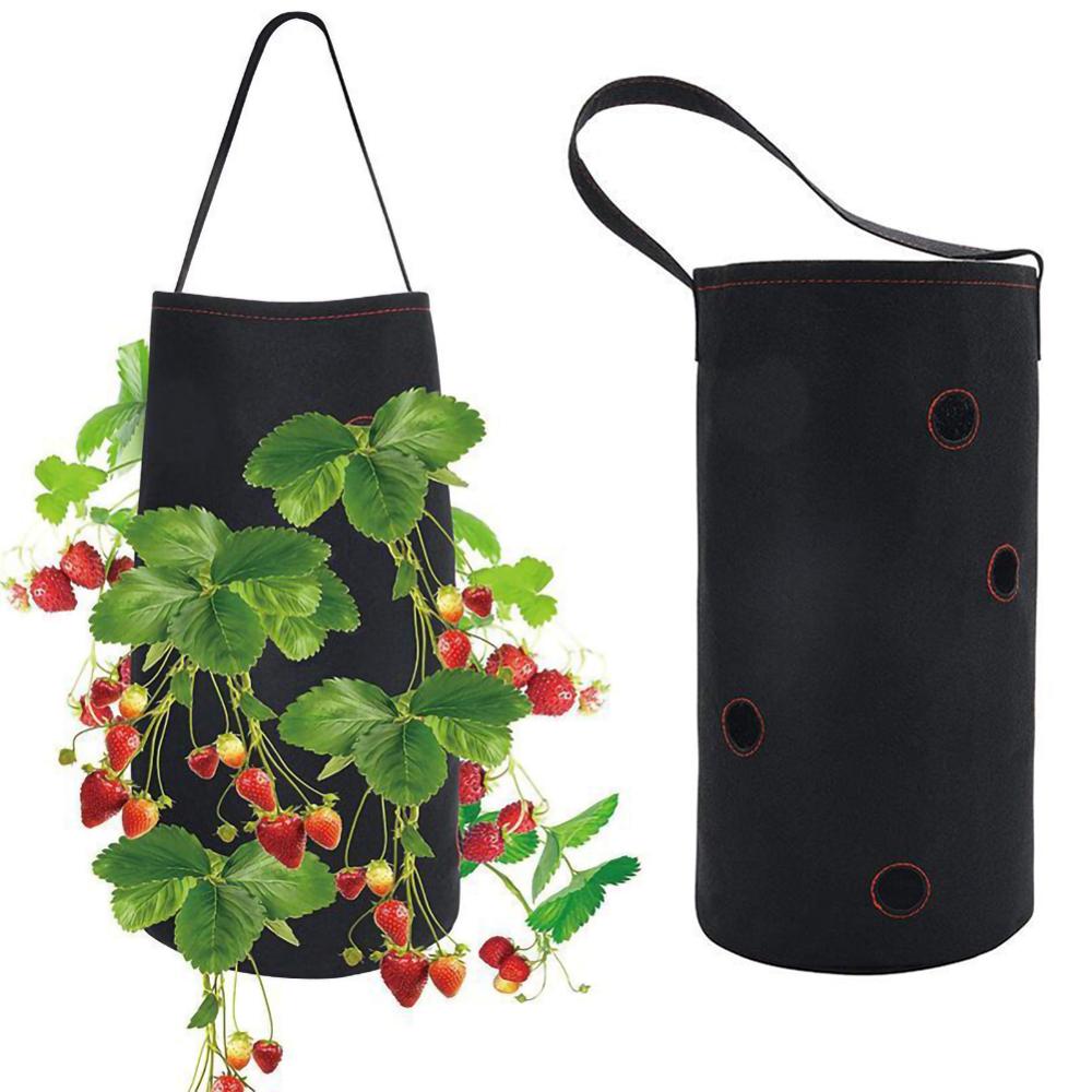 Morango plantio crescente saco diy pe tecidos recipiente sacos crescer plantador bolsa raiz bonsai planta pote jardim suprimentos