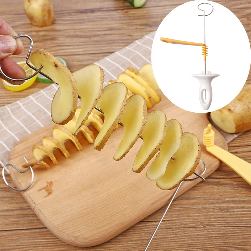 Roestvrijstalen Roterende Aardappelsnijder Gedraaide Aardappelsnijder Spiraalhandleiding Creatieve Keukengadgets Groenten Spiraalvormig Mes
