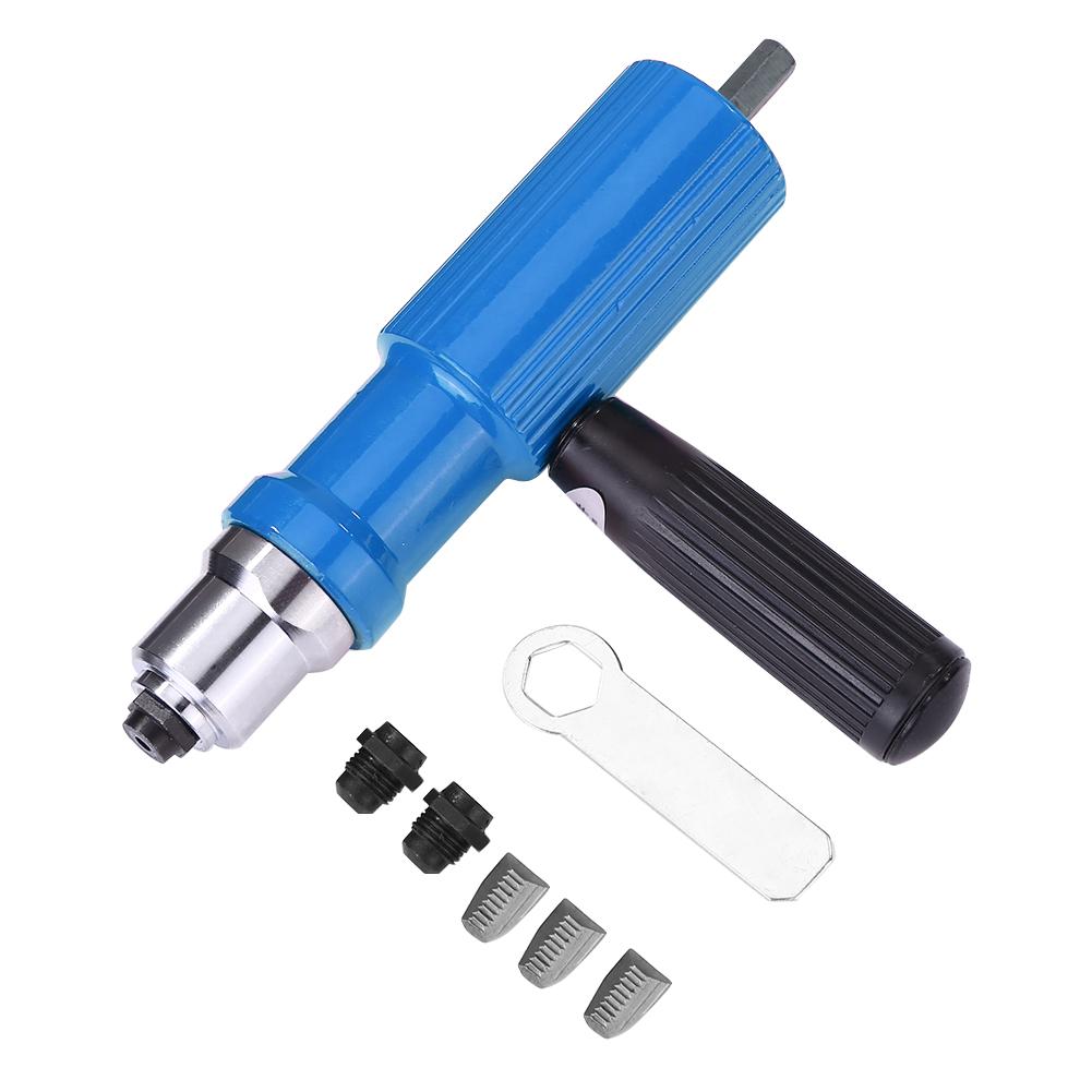 Electric Rivet Nut Gun Riveting Tool Cordless Insert Riveter Adapter Kit Handheld Riveter Adapter Kit For Power Tool Cordless: Blue