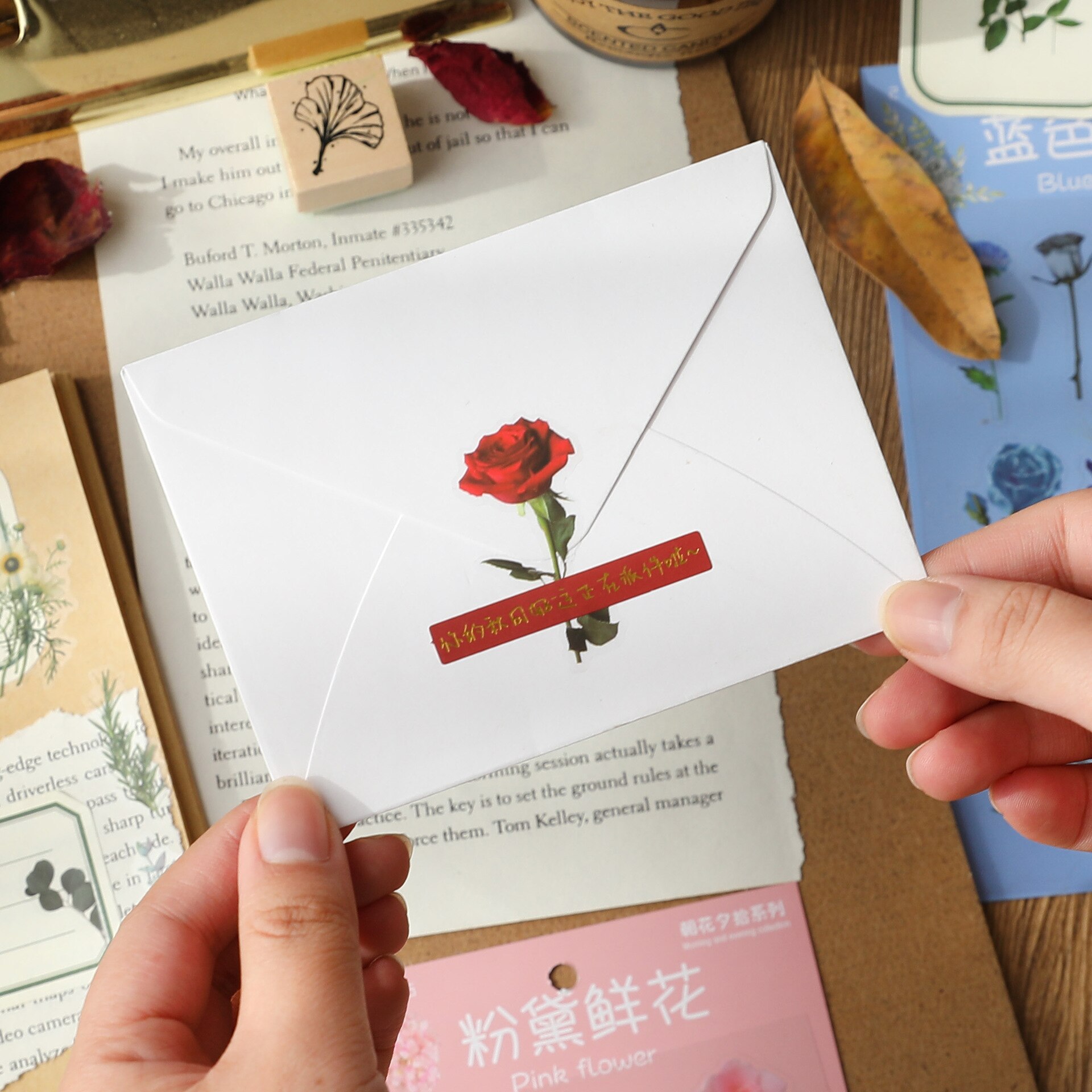 2 kpl lemmikkieläinten läpinäkyviä kukkatarroja luontoruusu kukka koristetarrat scrapbooking suunnittelija kirjeen pakkaus kirje